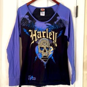 Women long short Harley Davidson shirt